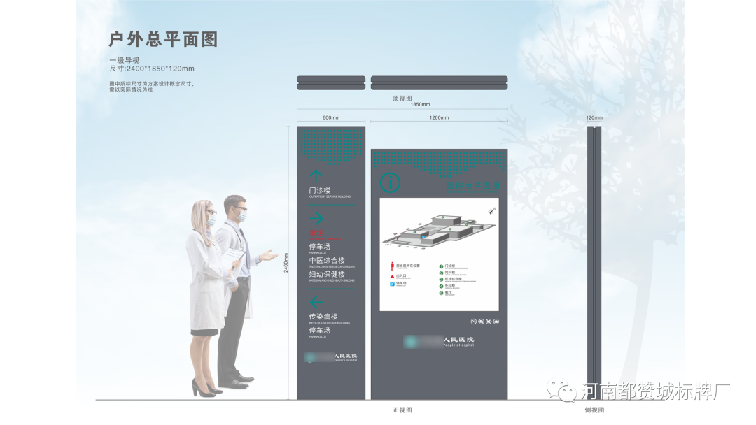 某市县人民医院户外导视标识标牌设计方案